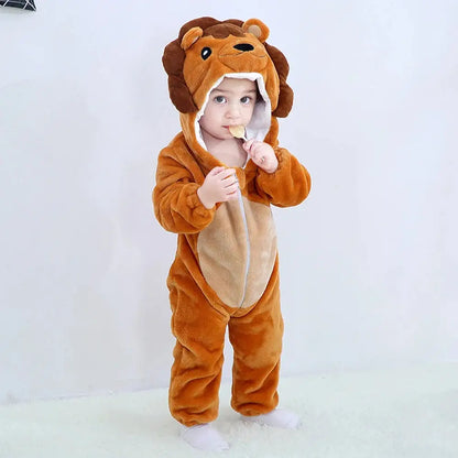 Brown Lion Patterned Adorable Baby Romper-Furever Adorable