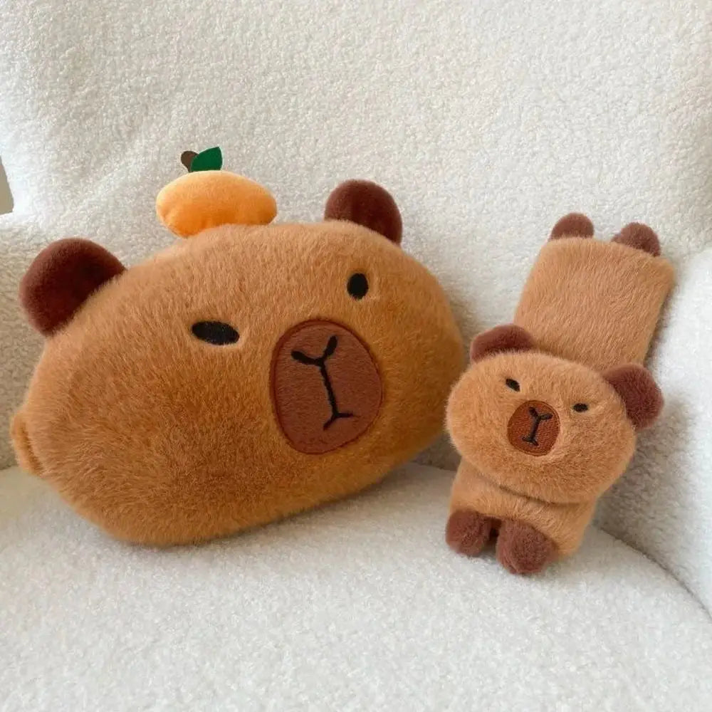 Capybara Plush Car Pillow & Seatbeat Cover-Furever Adorable