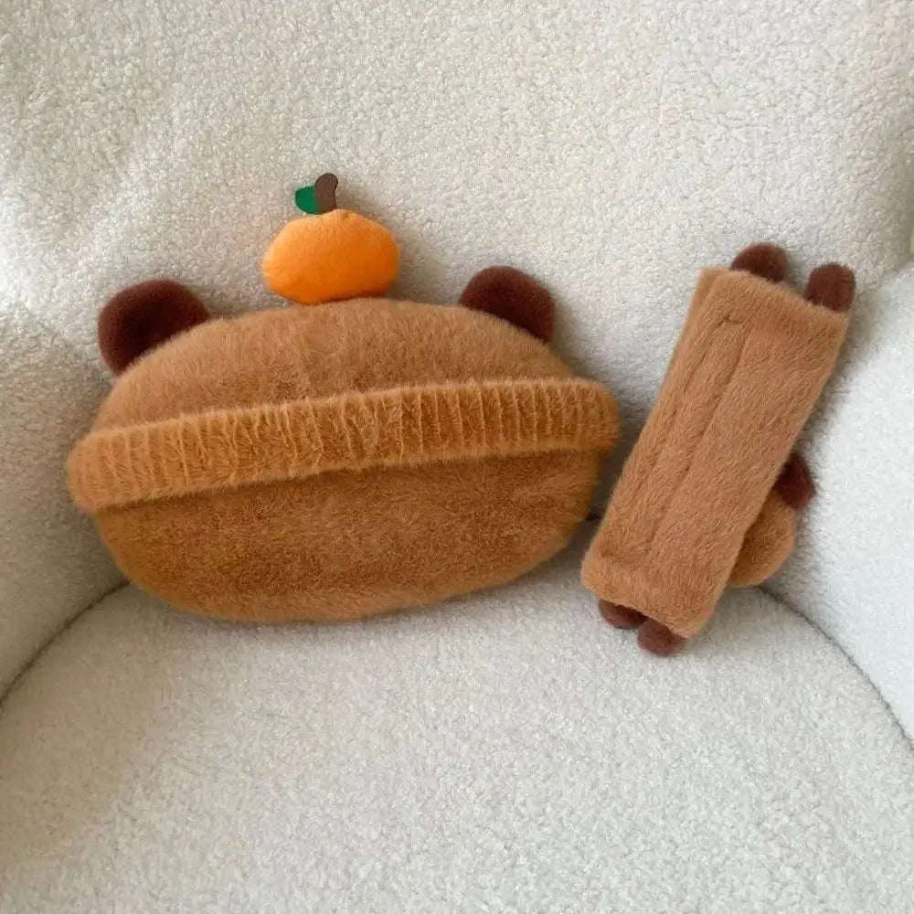 Capybara Plush Car Pillow & Seatbeat Cover-Furever Adorable