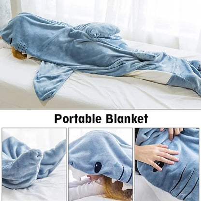 Cartoon Shark Hooded Pajamas Blanket Set-Furever Adorable