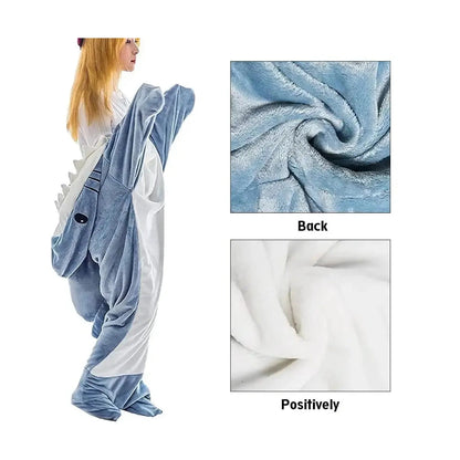 Cartoon Shark Hooded Pajamas Blanket Set-Furever Adorable