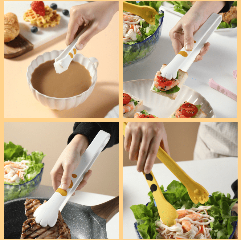 Cat Paw Shaped Non-Slip Silicone Cooking Tongs-Furever Adorable