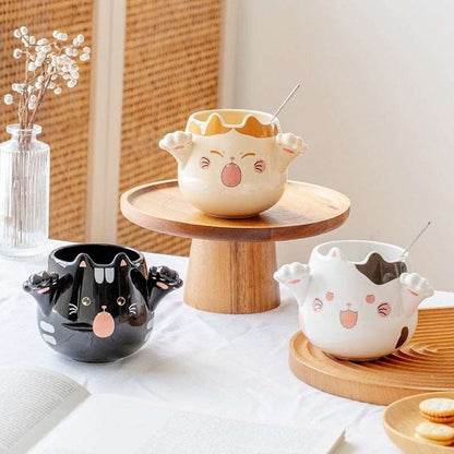 Ceramic Cat Coffee Mugs with Spoons-Furever Adorable