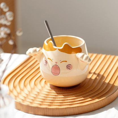 Ceramic Cat Coffee Mugs with Spoons-Furever Adorable