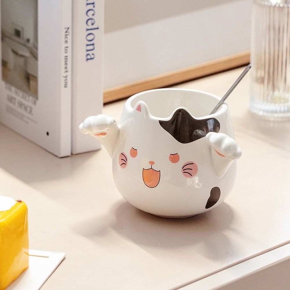 Ceramic Cat Coffee Mugs with Spoons-Furever Adorable