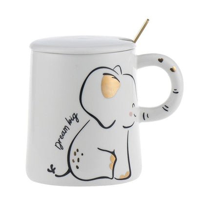 Ceramic Mug - Elephant with Lid & Spoon-Furever Adorable