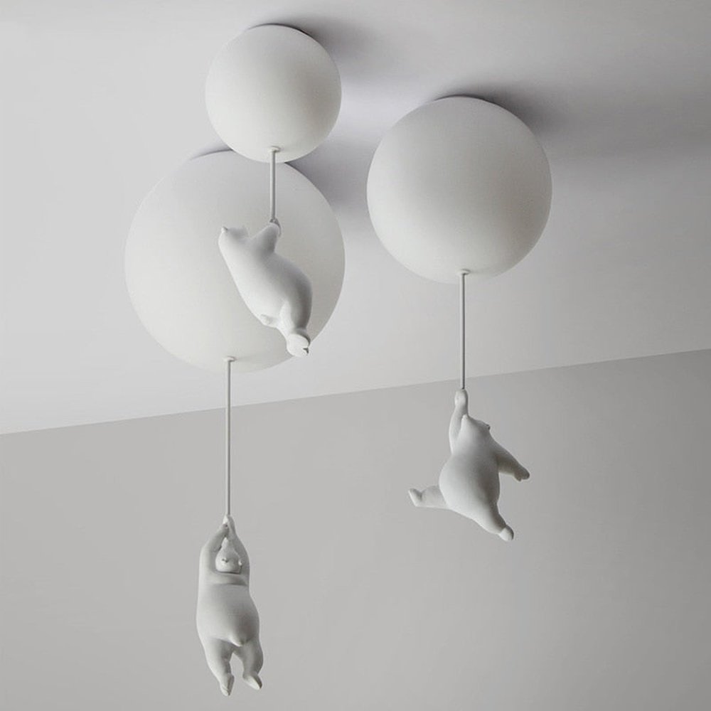 Contemporary Bear Pendant Light Fixture-Furever Adorable