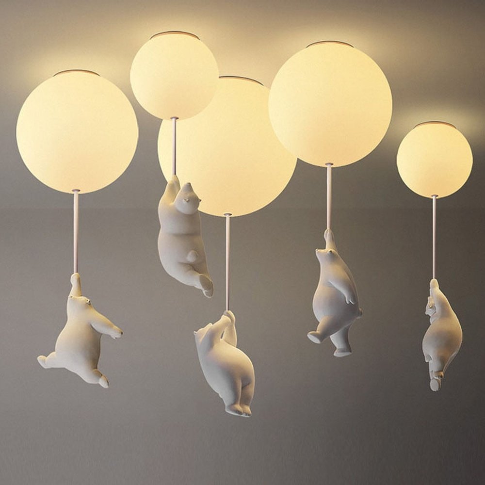 Contemporary Bear Pendant Light Fixture-Furever Adorable