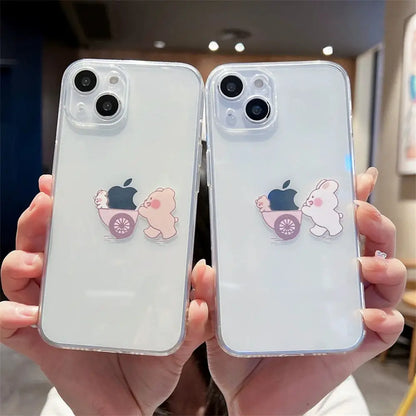 Couple Little Bear Rabbit Stroller for iPhone Case-Furever Adorable