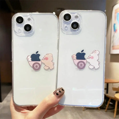 Couple Little Bear Rabbit Stroller for iPhone Case-Furever Adorable