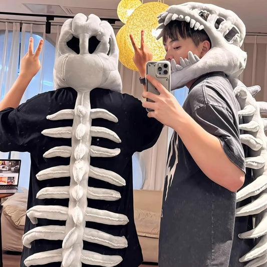 75/115CM Realistic Dinosaur Skeleton Costume Set Funny Headgear Cosply Dress up Clothing Plush Toys Creative Gifts Furever Adorable