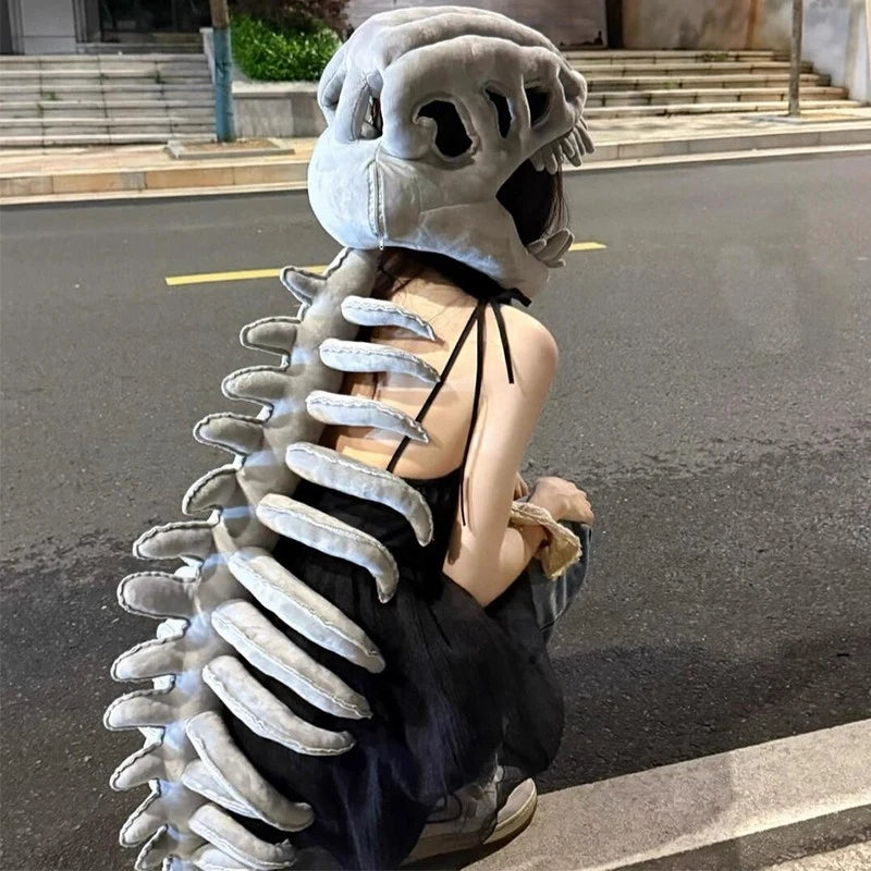 75/115CM Realistic Dinosaur Skeleton Costume Set Funny Headgear Cosply Dress up Clothing Plush Toys Creative Gifts Furever Adorable