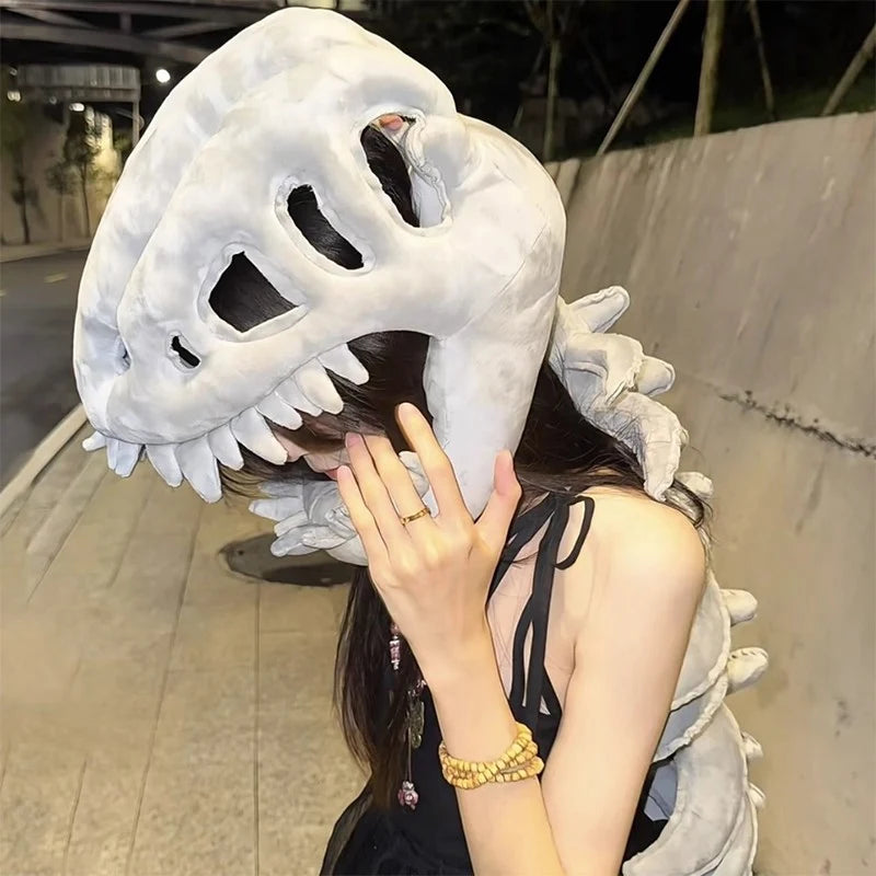75/115CM Realistic Dinosaur Skeleton Costume Set Funny Headgear Cosply Dress up Clothing Plush Toys Creative Gifts Furever Adorable