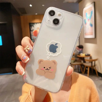 Creative Bear Transparent Silicone Phone Case for iPhone-Furever Adorable