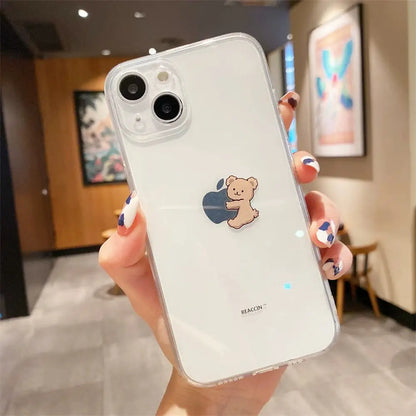 Creative Bear Transparent Silicone Phone Case for iPhone-Furever Adorable