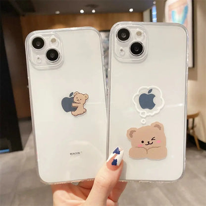 Creative Bear Transparent Silicone Phone Case for iPhone-Furever Adorable