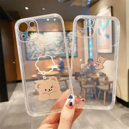 Creative Bear Transparent Silicone Phone Case for iPhone-Furever Adorable