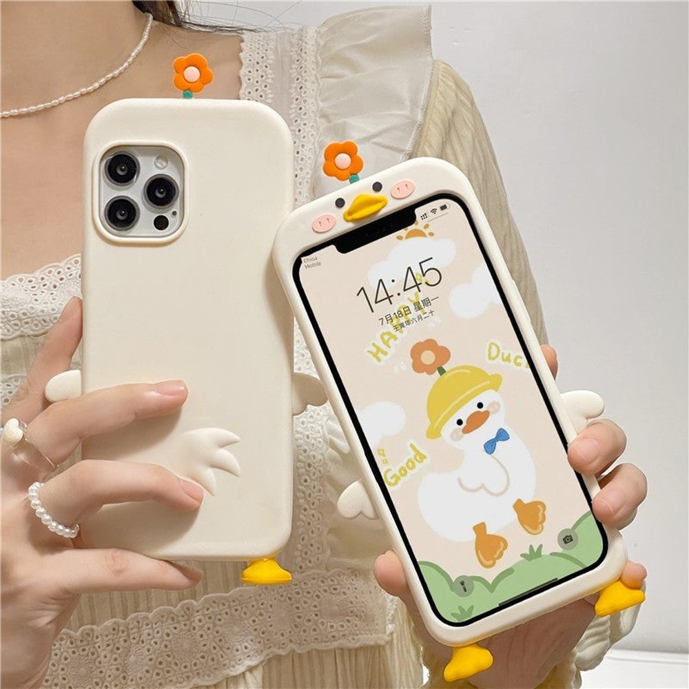 Cute 3D Duck Silicone Case for iPhone 14 13 12 11 Pro XS MAX-Furever Adorable