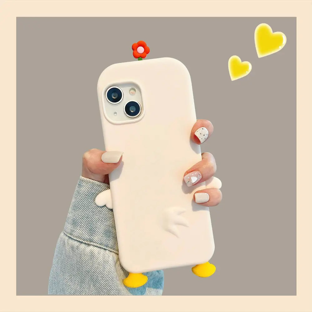 Cute 3D Duck Silicone Case for iPhone 14 13 12 11 Pro XS MAX-Furever Adorable