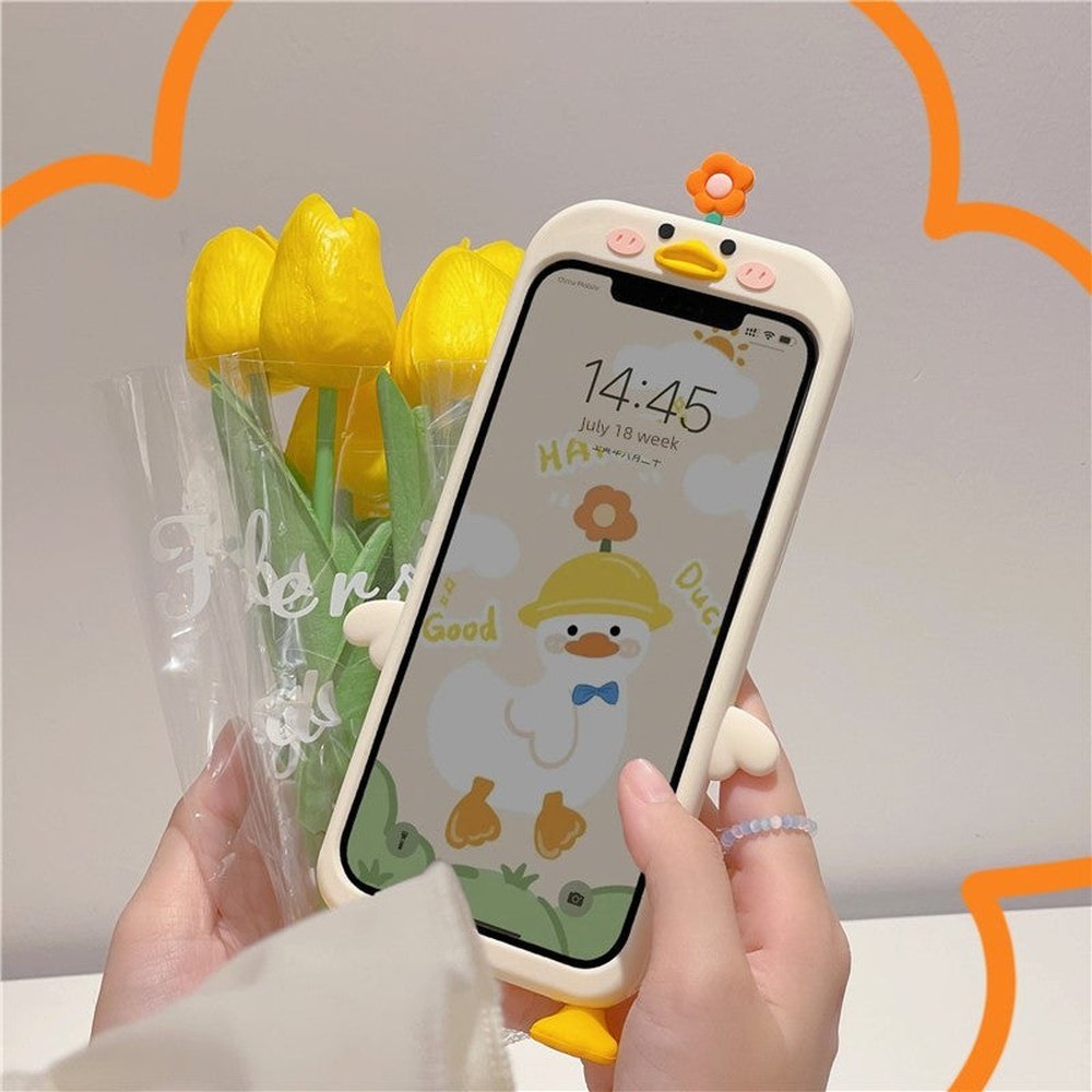 Cute 3D Duck Silicone Case for iPhone 14 13 12 11 Pro XS MAX-Furever Adorable