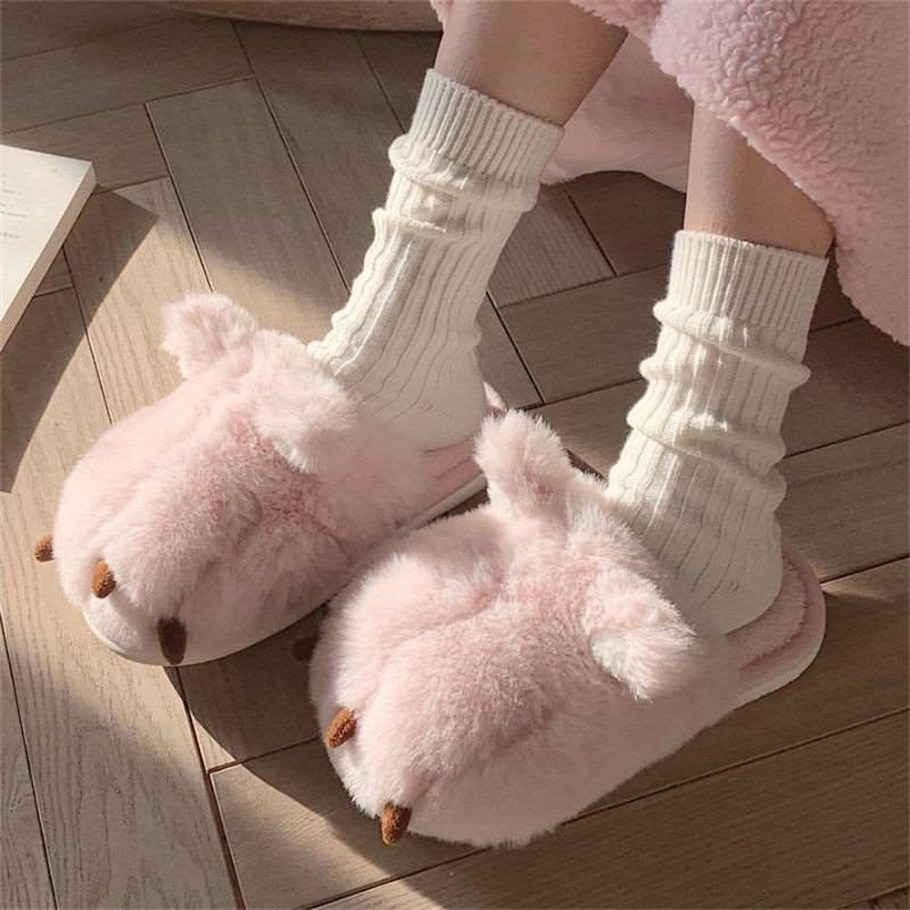 Cute Cat Paw Fluffy Slippers-Furever Adorable