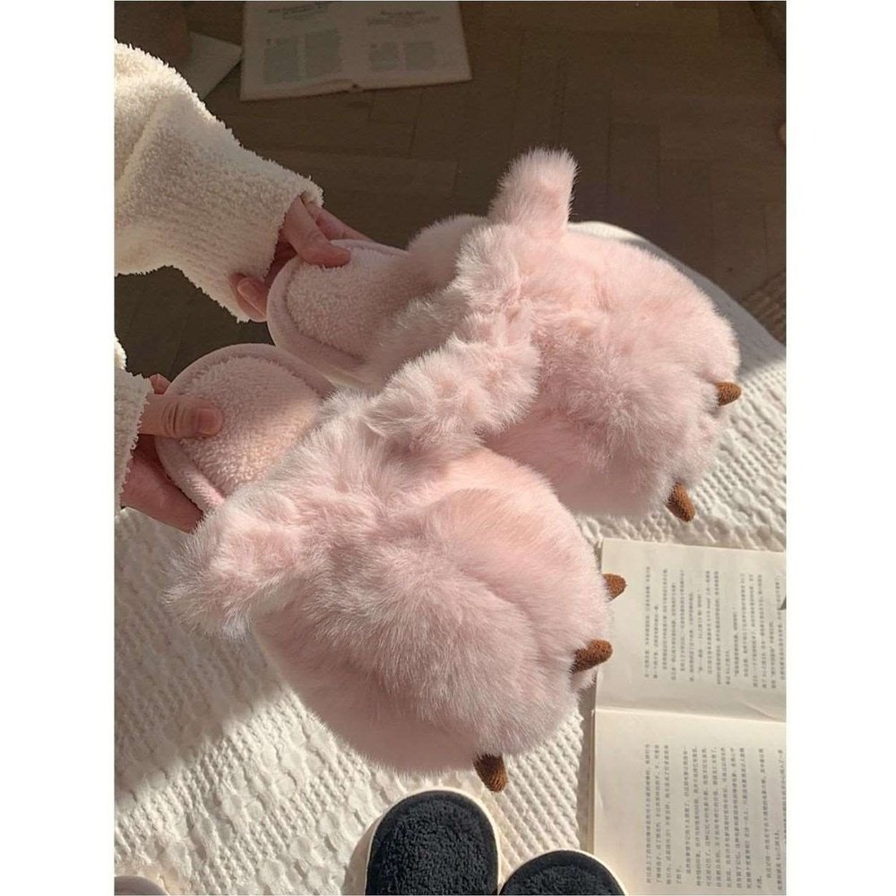 Cute Cat Paw Fluffy Slippers-Furever Adorable