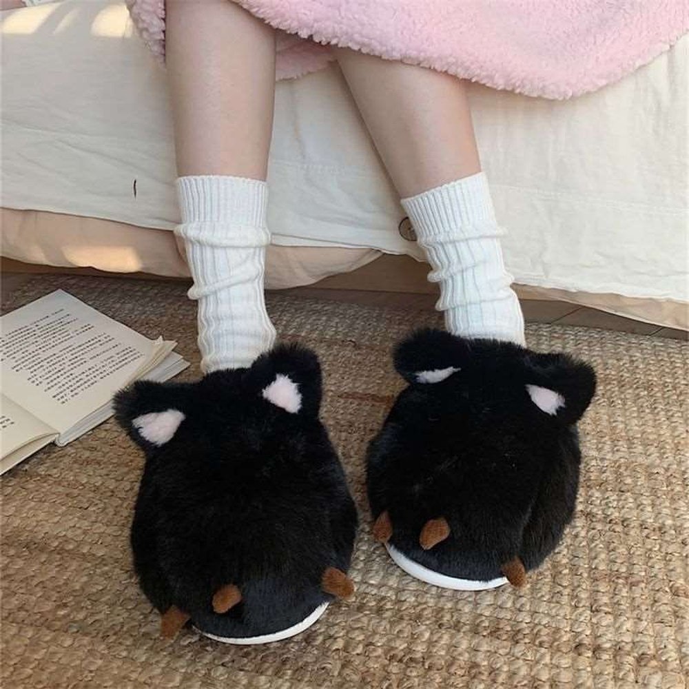 Cute Cat Paw Fluffy Slippers-Furever Adorable