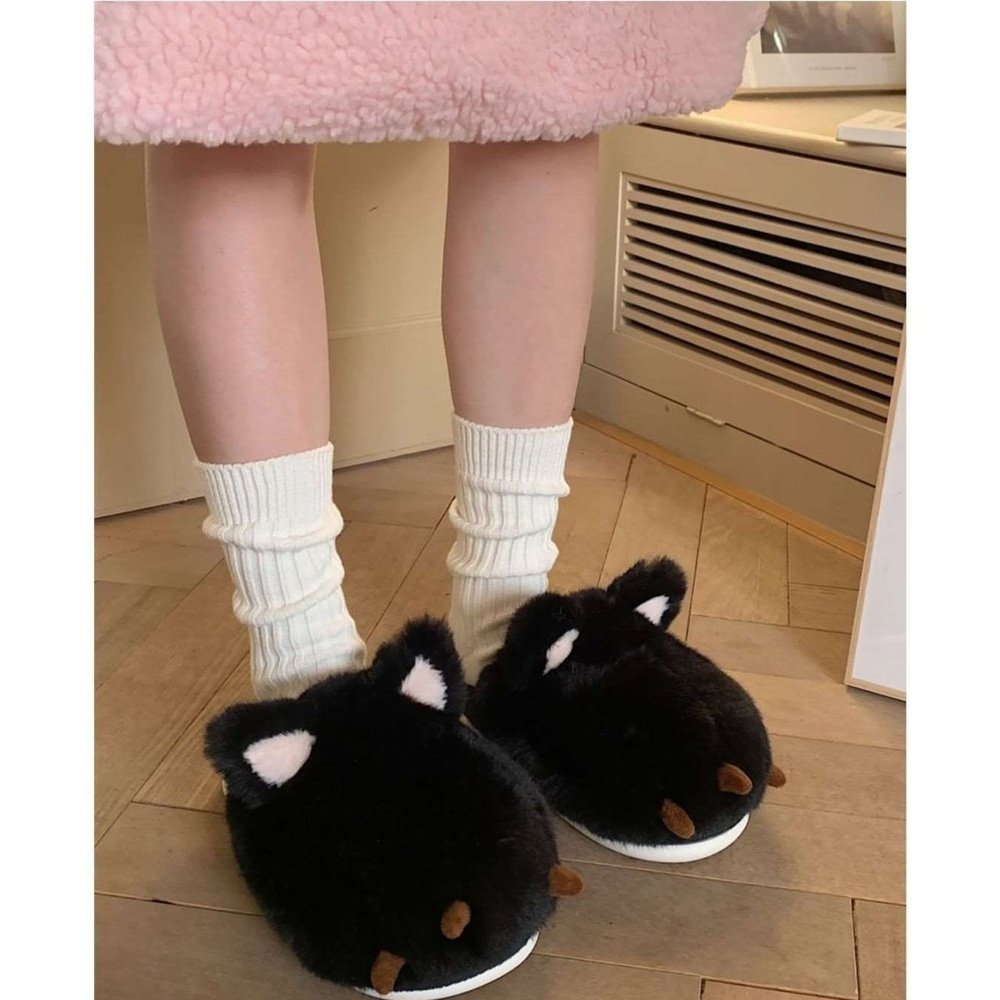 Cute Cat Paw Fluffy Slippers-Furever Adorable