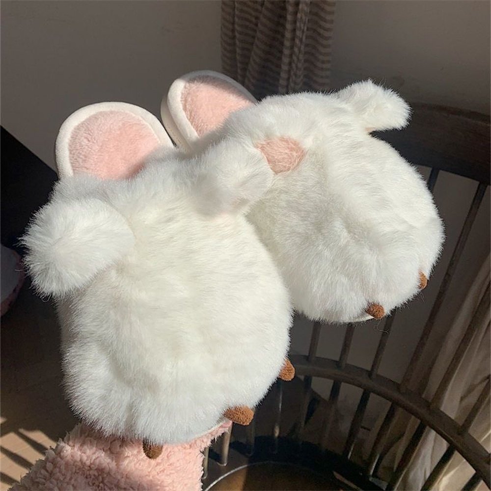 Cute Cat Paw Fluffy Slippers-Furever Adorable