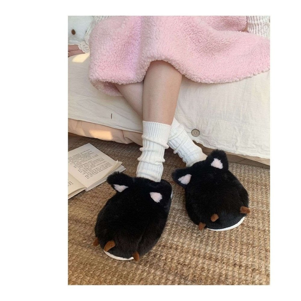 Cute Cat Paw Fluffy Slippers-Furever Adorable