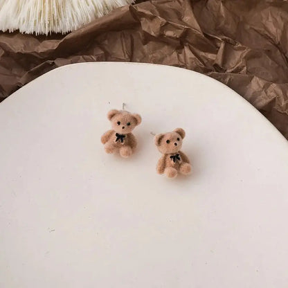 Cute Flocked Rabbit / Bear Earrings / Rings-Furever Adorable