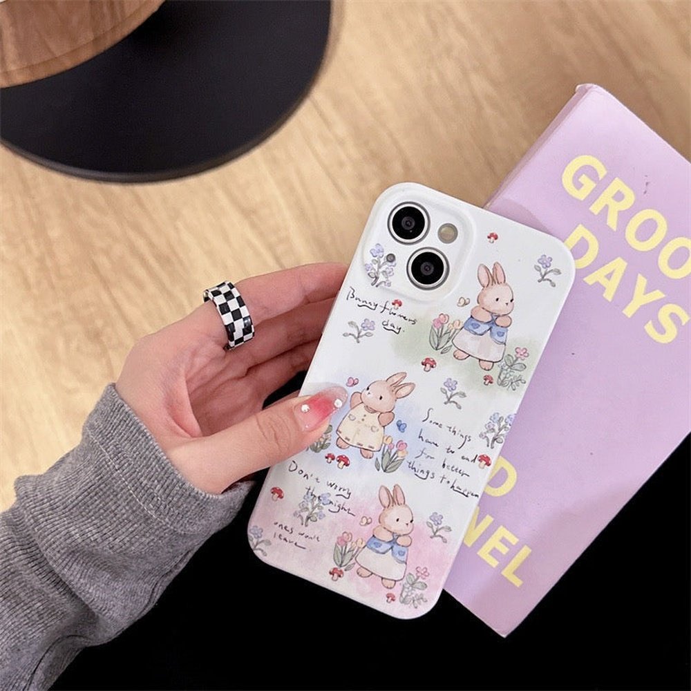 Cute Floral Bunny Silicone Phone Case-Furever Adorable