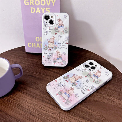 Cute Floral Bunny Silicone Phone Case-Furever Adorable