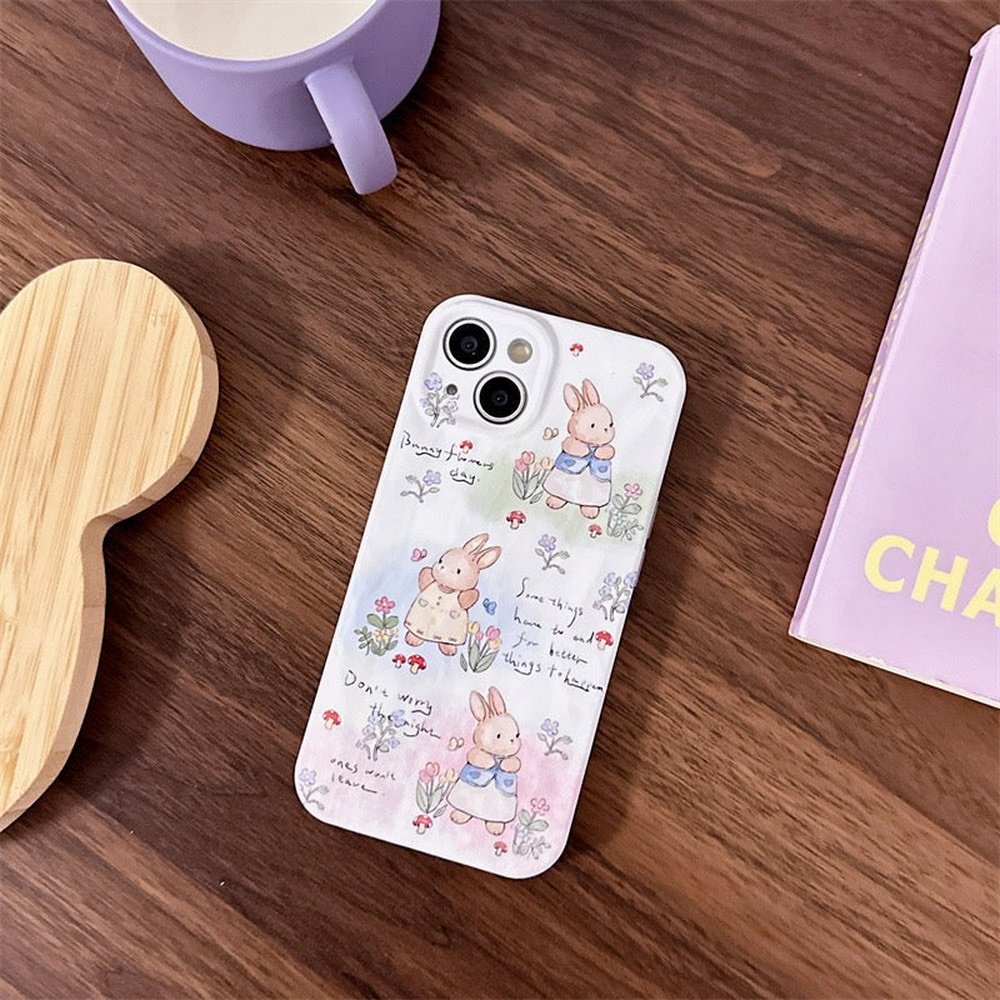 Cute Floral Bunny Silicone Phone Case-Furever Adorable