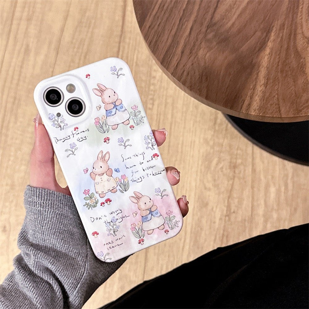 Cute Floral Bunny Silicone Phone Case-Furever Adorable