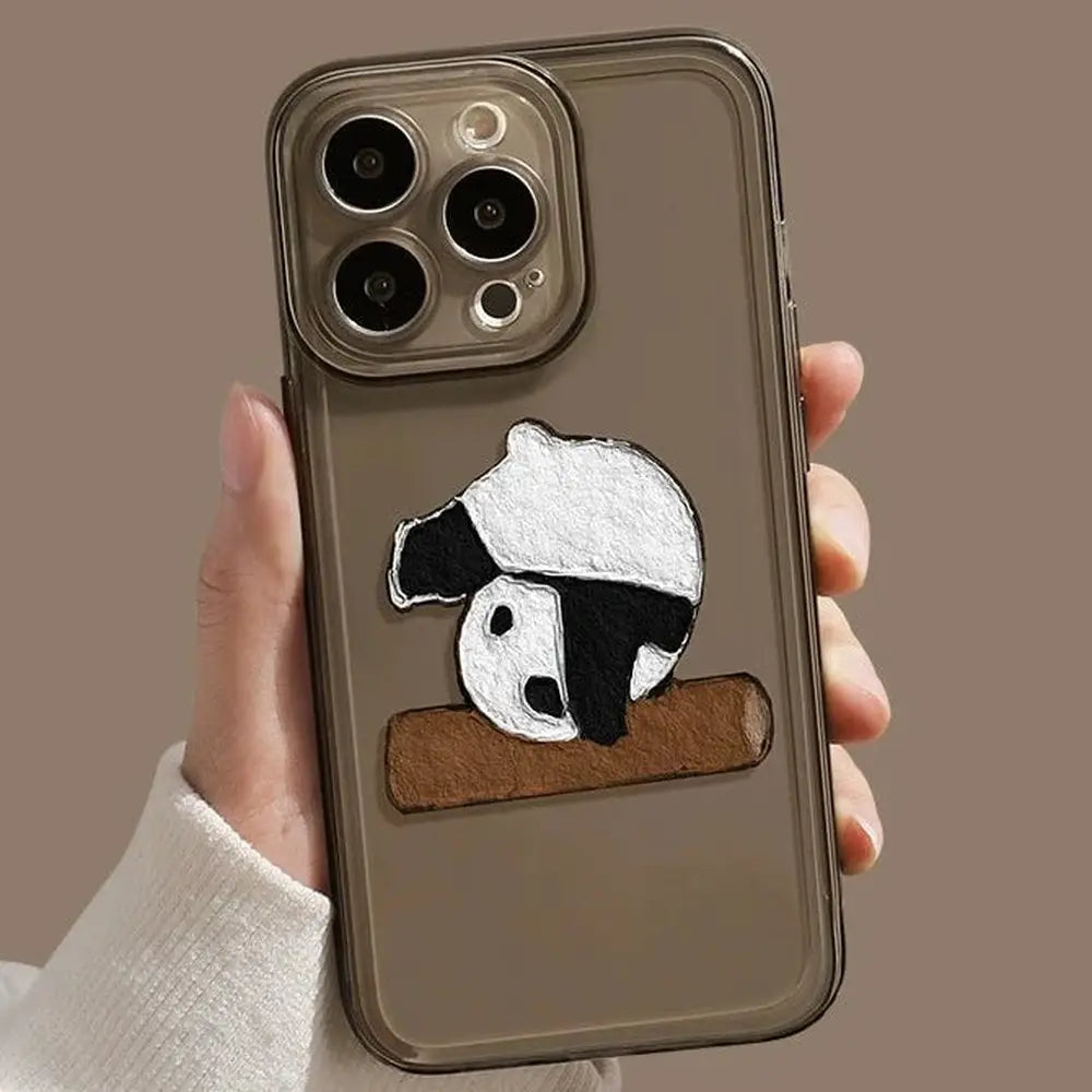 Cute Panda Patterned Transparent iPhone Case-Furever Adorable