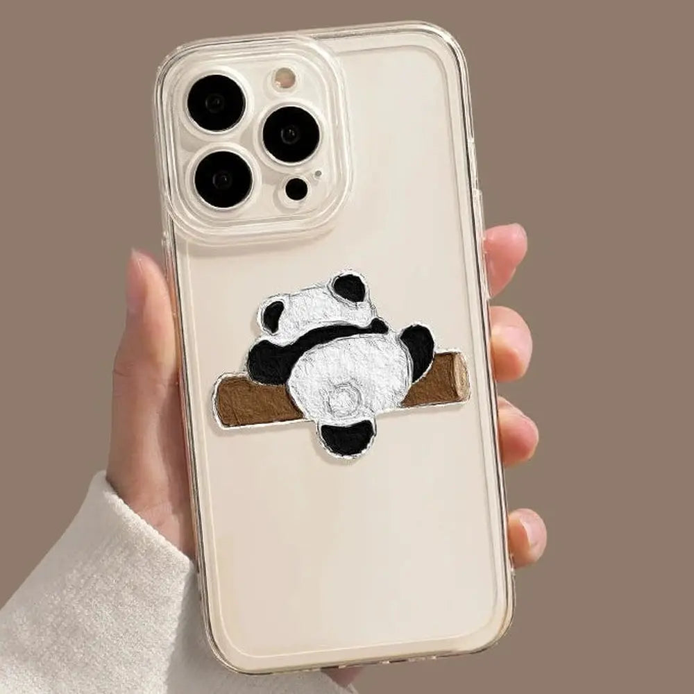 Cute Panda Patterned Transparent iPhone Case-Furever Adorable