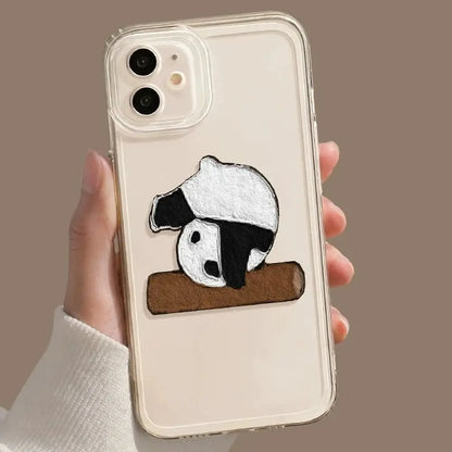 Cute Panda Patterned Transparent iPhone Case-Furever Adorable