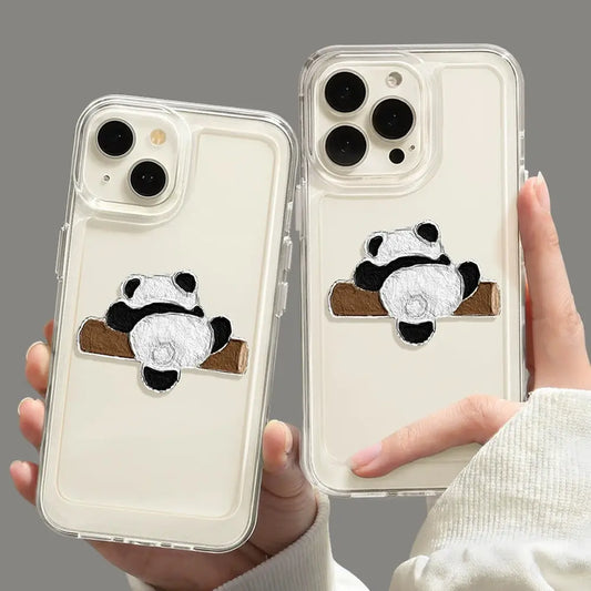 Cute Panda Patterned Transparent iPhone Case-Furever Adorable