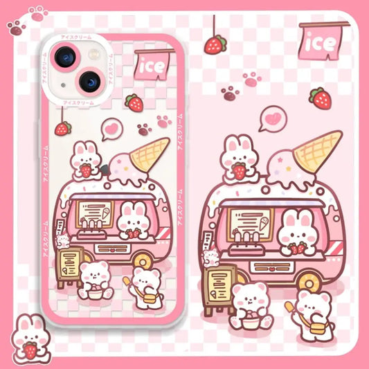 Cute Rabbit Cartoon Ice-Cream Vehicle Phone Case for iPhone-Furever Adorable