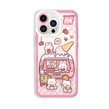 Cute Rabbit Cartoon Ice-Cream Vehicle Phone Case for iPhone-Furever Adorable