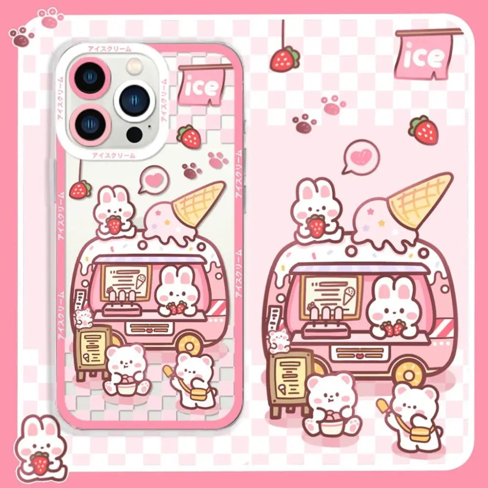 Cute Rabbit Cartoon Ice-Cream Vehicle Phone Case for iPhone-Furever Adorable