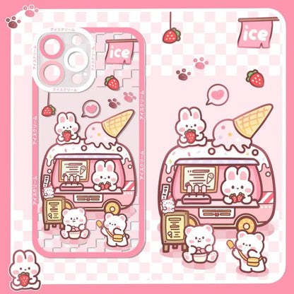 Cute Rabbit Cartoon Ice-Cream Vehicle Phone Case for iPhone-Furever Adorable