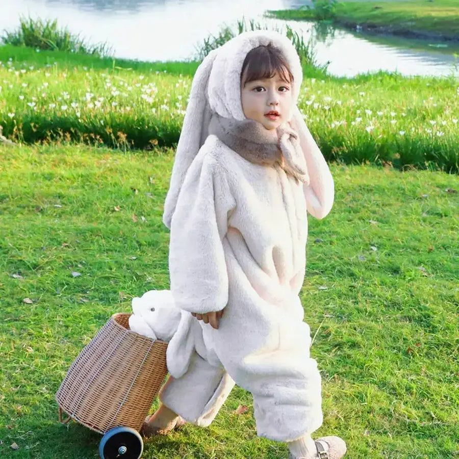 Bunny ear baby winter romper product photo 1