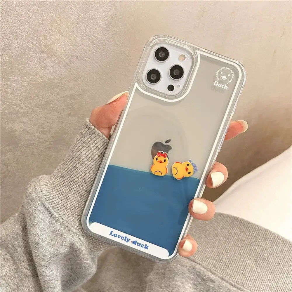 Cute Yellow Duck Transparent Phone Case for Apple iPhone-Furever Adorable