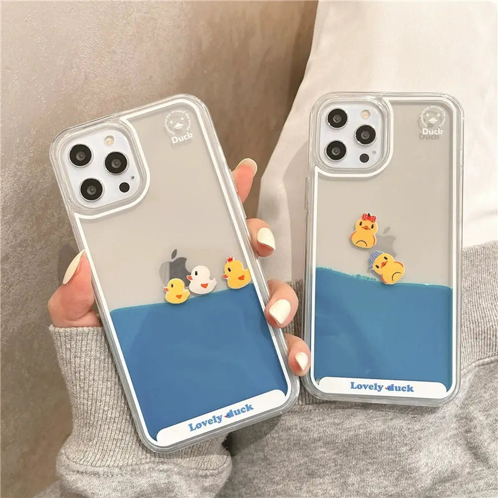 Cute Yellow Duck Transparent Phone Case for Apple iPhone-Furever Adorable