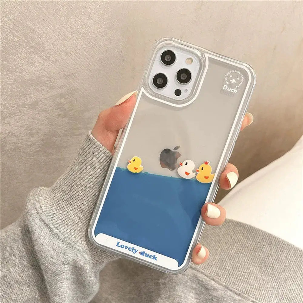 Cute Yellow Duck Transparent Phone Case for Apple iPhone-Furever Adorable