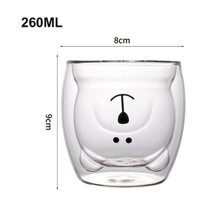 Double-Layer Glass Coffee Cup- Bear / Duck / Cat / Dog-Furever Adorable