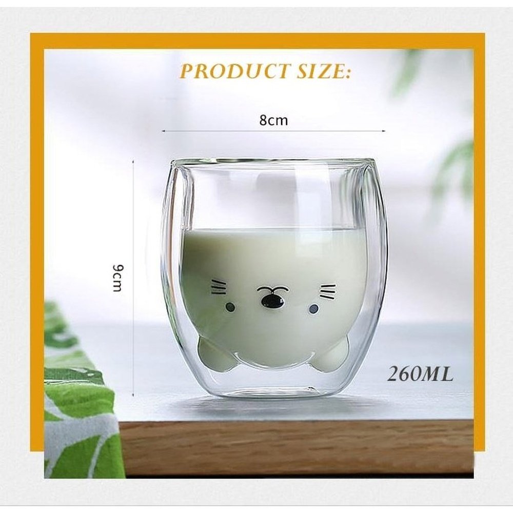 Double-Layer Glass Coffee Cup- Bear / Duck / Cat / Dog-Furever Adorable