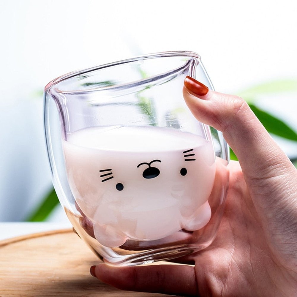 Double-Layer Glass Coffee Cup- Bear / Duck / Cat / Dog-Furever Adorable